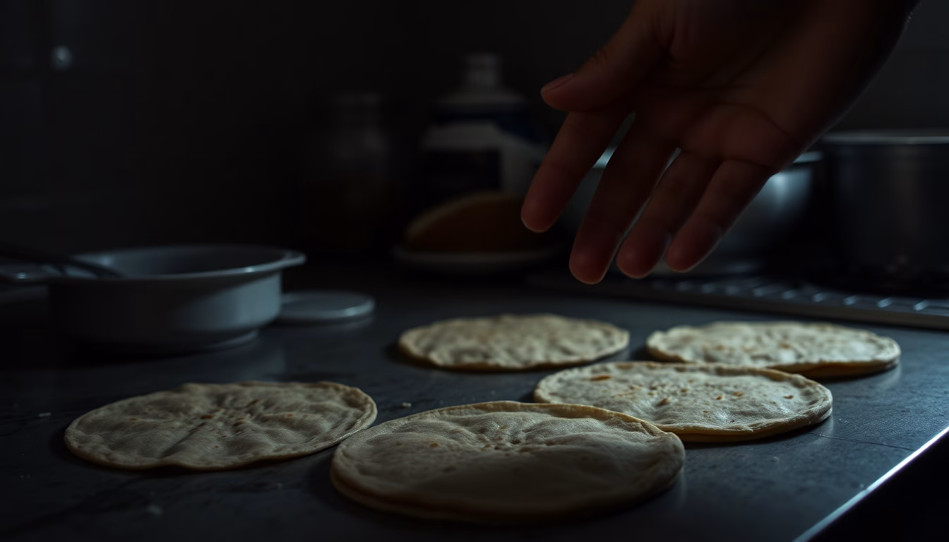 Image d'illustration de tortillas avec une icône d'alerte sanitaire