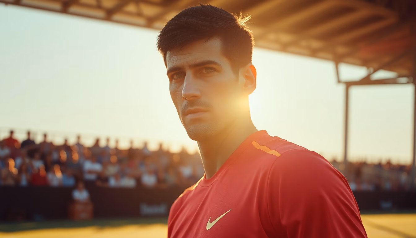 Novak Djokovic concentré sur un court de tennis