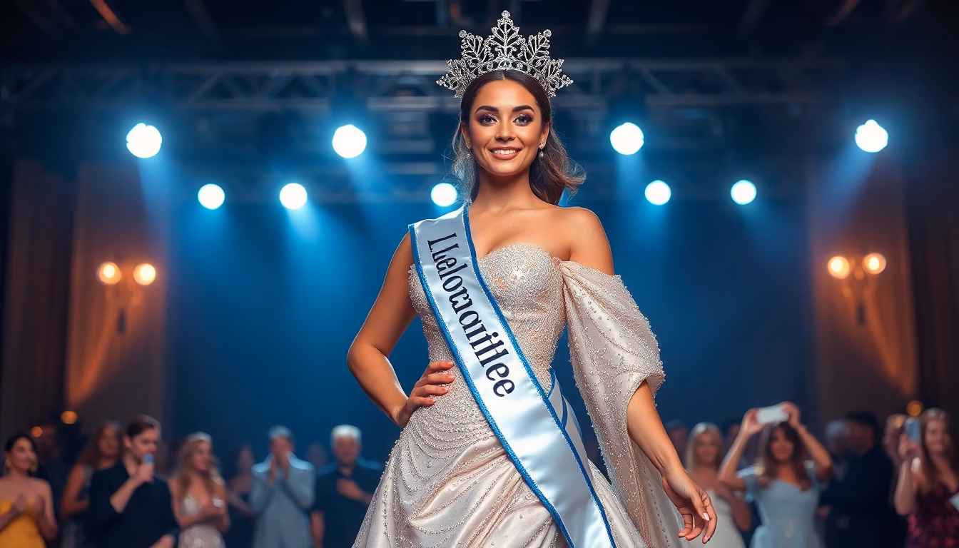 Miss Lorraine portant une robe de gala étincelante