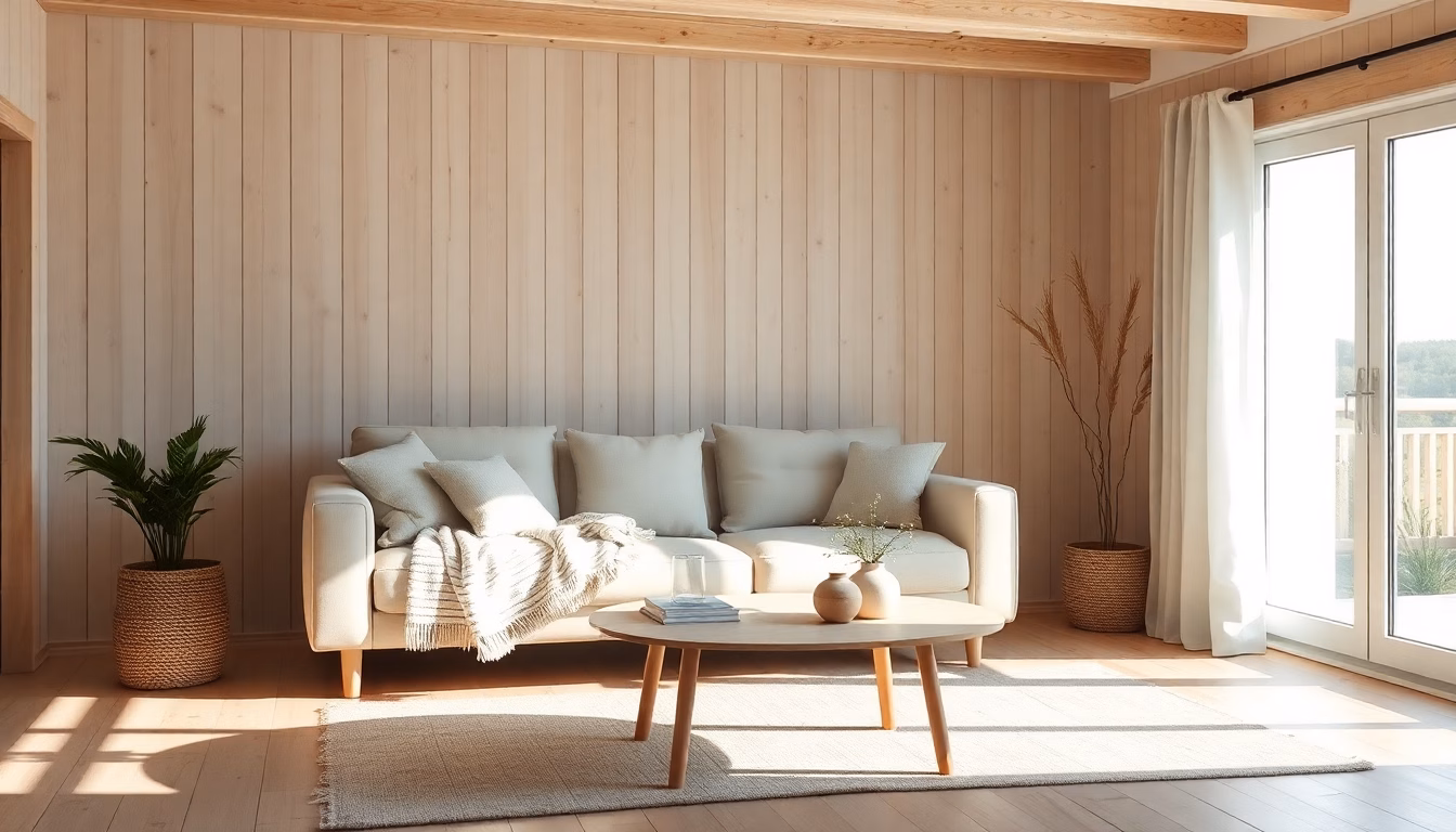 salon scandinave lumineux avec vue sur fjord