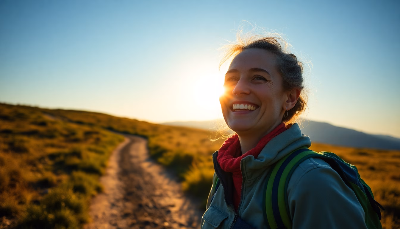 femme marchant joyeusement dans un champ