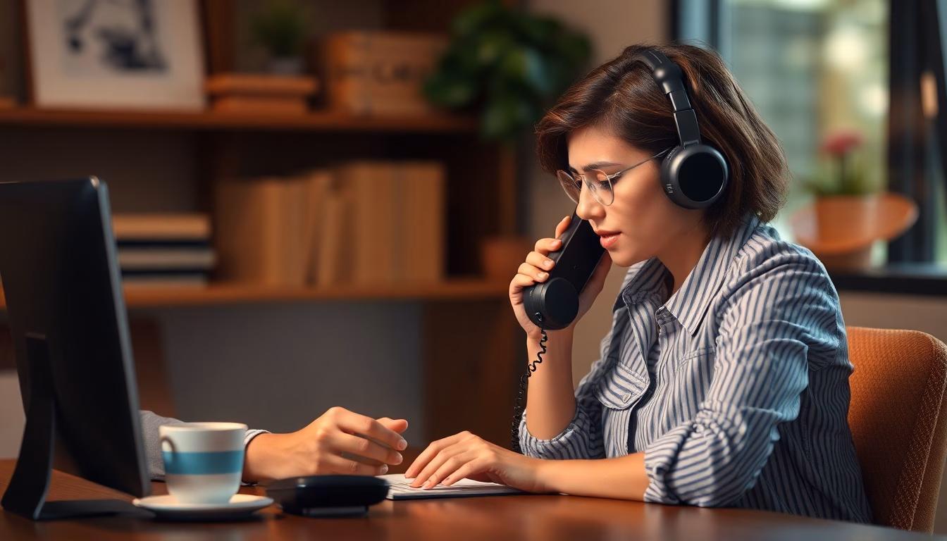 personne parlant au téléphone professionnellement