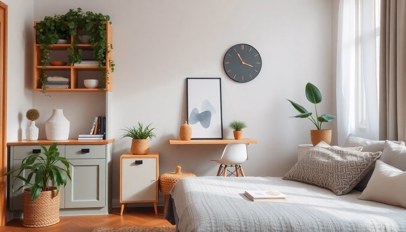 Studio aménagé avec meubles multifonctionnels