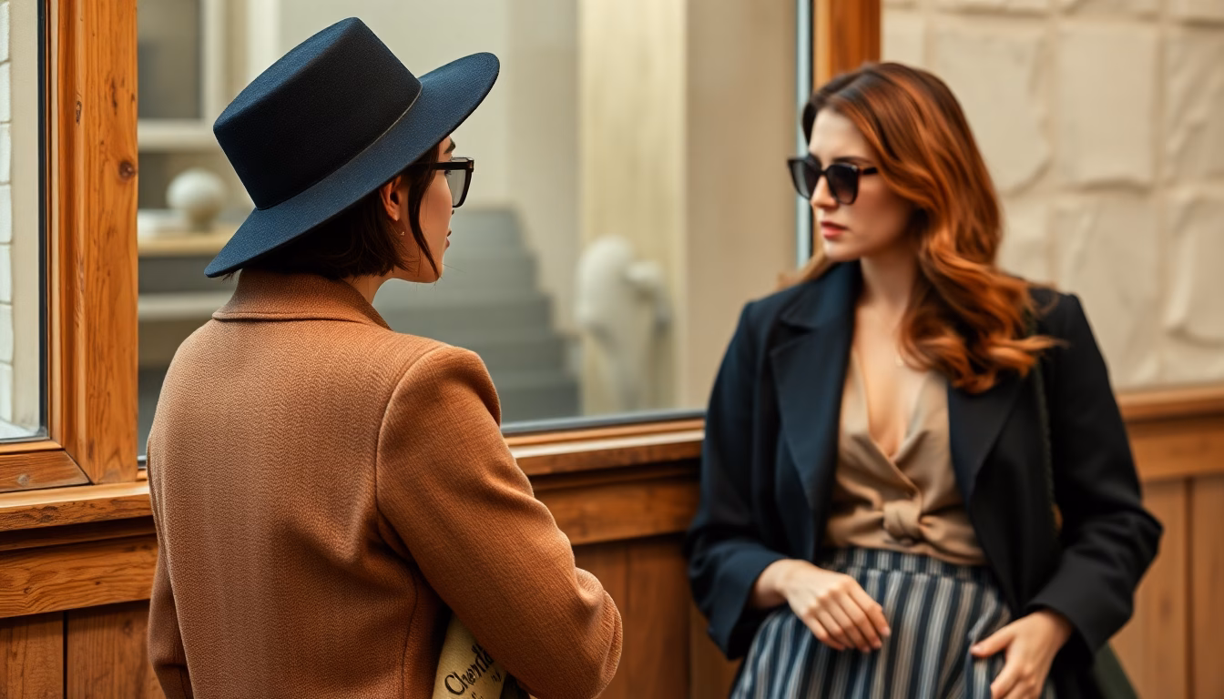 Femme portant une tenue mode chic et discrète