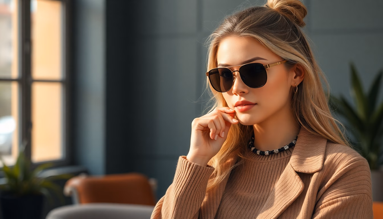 Femme stylée portant des vêtements à la mode