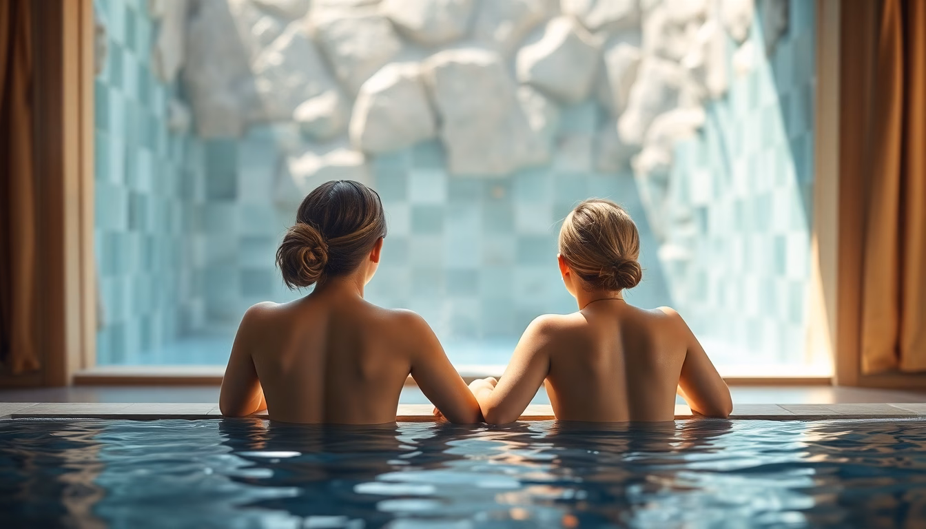 femme relaxant source thermale naturelle