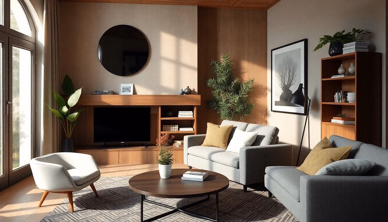 Salon moderne et chaleureux, tendance décoration